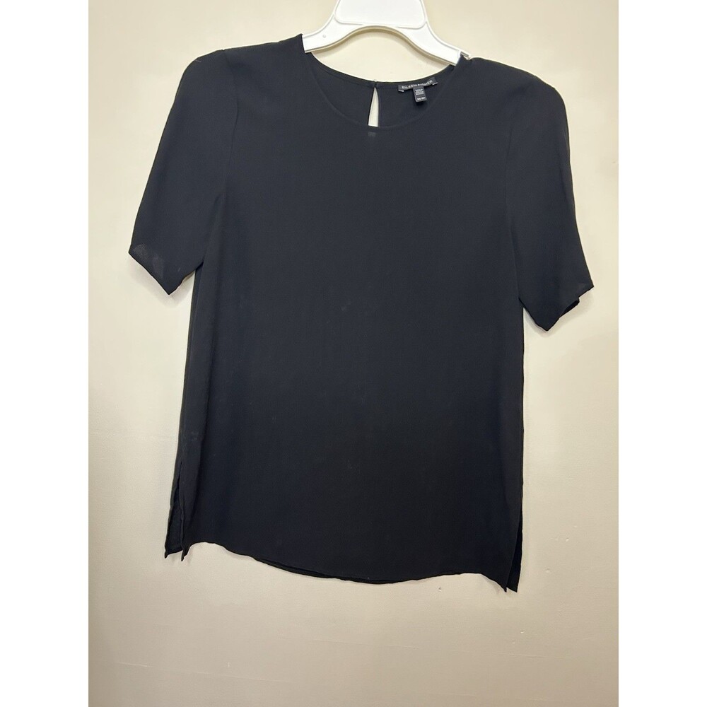 Eileen Fisher Silk Short Sleeve Blouse Top Size Xsmall Oversized Office